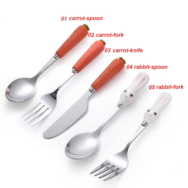 Rabbit&Carrot  Stainless Steel Fork Spoon Knife
